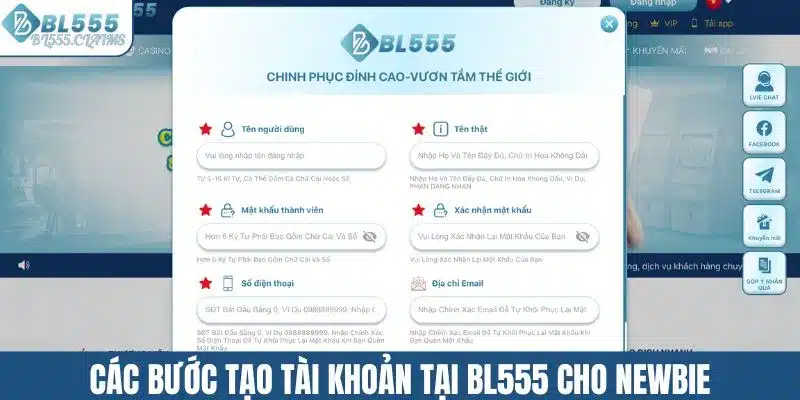 Các bước tạo tài khoản tại BL555 cho newbie