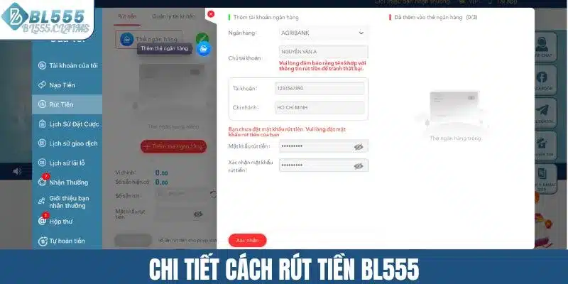Chi tiết cách rút tiền BL555