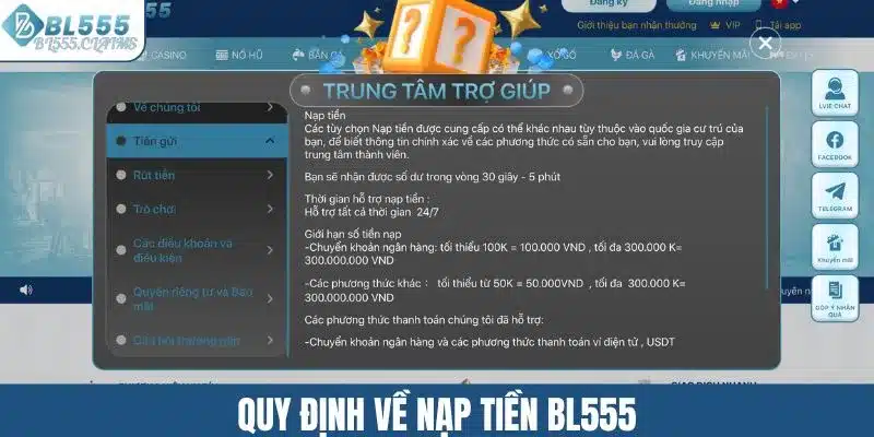 Nạp Tiền BL555 – Hướng Dẫn Giao Dịch An Toàn Cho Người Chơi 1 Quy định về nạp tiền BL555